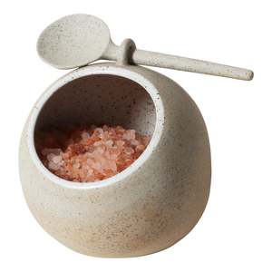 Salt Pig With Spoon- White Garden To Table