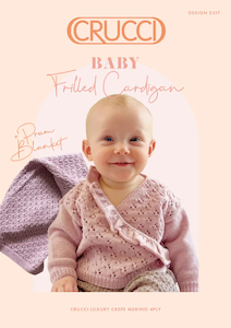 Baby Frilled Cardigan & Pram Blanket 4 ply Knitting Pattern