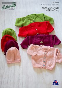 All 4 Ply NB - 3Yrs: Cardigan & Hat 4 ply pattern (K3039) Paper or PDF