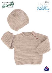 Baby Haven K0805 4 Ply Babies Jumper & Hat Knitting Pattern