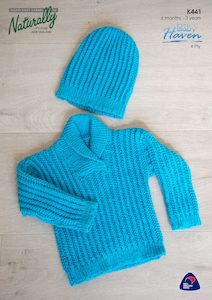 All 4 Ply NB - 3Yrs: Baby Haven K441 Jumper and Hat Pattern