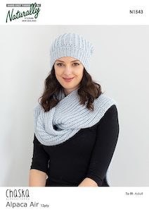 Chaska Alpaca Air N1543 12 Ply Hat & Scarf Knitting Pattern