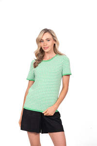 Outlet: Bella - Short Sleeve Jacquard Top FB4272