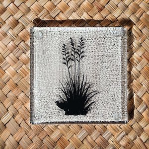 NZ Made Glass Coaster Flax Bush - Single in display box