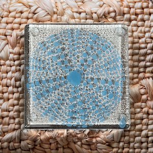 NZ Made Glass Coaster Kina - Sky Blue - Single in display box