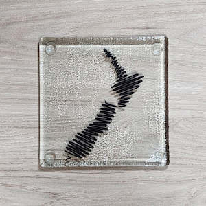 NZ Made Glass Coaster Squiggle Map - Single in display box