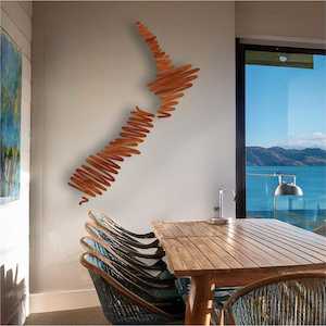 NZ Squiggle Map Wall Art Rimu