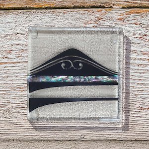 Legacy Series: NZ Made Glass Coaster Te Maunga - Paua - Single in display box
