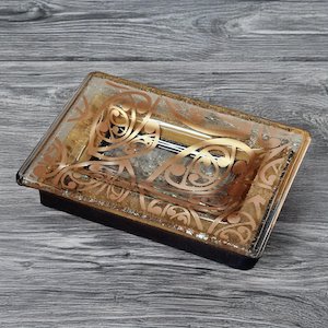 NZ Made Glass Rimu Soap/Jewelry Dish Kowhaiwhai - Copper