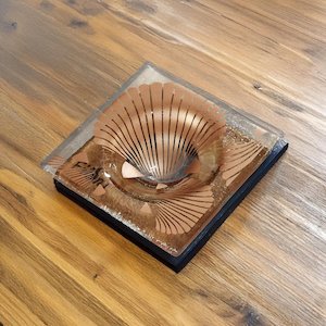 NZ Made Glass Rimu Candle/Ring Dish Shells - Copper