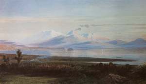 Print: "Mt. Ruapehu from Lake Taupo", 1886 - John Gully