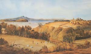 John Barr Clarke Hoyte: "Rangitoto from Parnell", 1860 - John Barr Clarke Hoyte