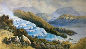John Barr Clarke Hoyte: "The White Terraces, Lake Rotomahana" - John Barr Clarke Hoyte