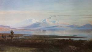 John Gully: "Mt. Ruapehu from Lake Taupo", 1886 - John Gully