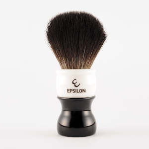 Synthetic Brushes: Epsilon Black Fibre Shaving Brush (26mm Knot / Black & White Handle)