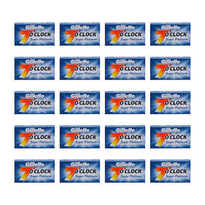 Bulk De Razor Blades: 7 o'clock Super Platinum (Blue) DE Razor Blades - 20 packs of 5 blades (100)