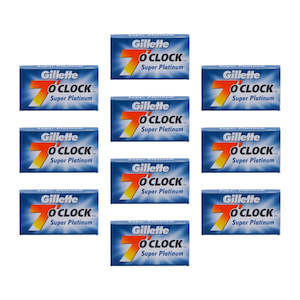 7 o'clock Super Platinum (Blue) DE Razor Blades - 10 packs of 5 blades (50)