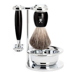 Mühle VIVO 4 part Shaving set with Badger Brush & Bowl (Black)