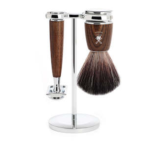 Shave Sets: Mühle RYTMO 3 part Shaving set with Fibre Brush (Steamed Ash)