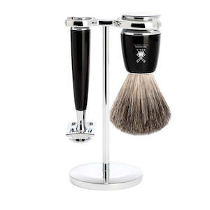 Mühle RYTMO 3 part Shaving set with Badger Brush (Black)