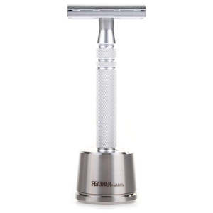 Feather All Stainless Safety Razor with Stand