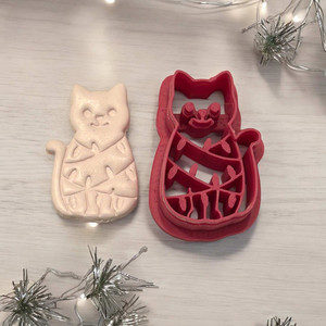 Products: Cat in Christmas Lights Clay Cutter Finesse Mediums