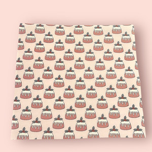 Water Soluble Clay Transfer - Christmas Puddings- Pink Background Finesse Mediums