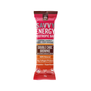 Foods: SAVVY ENERGY BAR DOUBLE CHOC BROWNIE