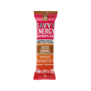 Foods: SAVVY ENERGY BAR SALTED CARAMEL