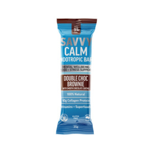Foods: SAVVY CALM BAR DOUBLE CHOC BROWNIE