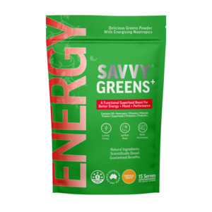 Beverages: SAVVY GREENS+ ENERGY POWDER