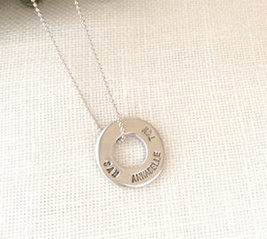 Products: Memorial Jewellery Silver Family RIng Necklace Made With Love