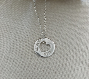 Products: Flower Centre Name Disc Necklace - Necklaces - Fingerprints