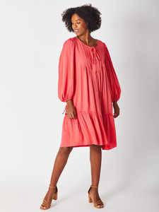 Products: Luna Sky Long Sleeve Button Through Dress - Peach Inspire Te Anau