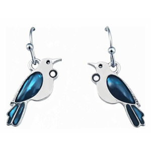 Earrings: Paua MOP Tui Dangle Hook Earrings