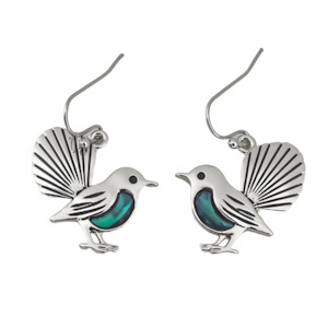 Earrings: Paua Fantail Dangle Hook Earrings