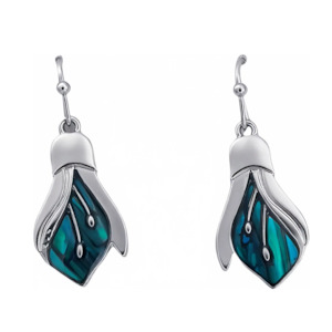 Earrings: Paua Kowhai Dangle Hook Earrings