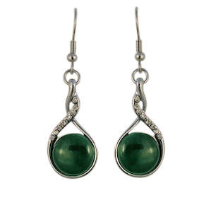 Earrings: Jade Diamante Twist Drop Hook Earrings