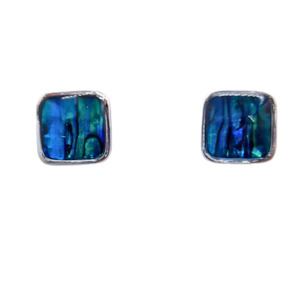 Earrings: Paua Bezel Medium Square Stud Earrings