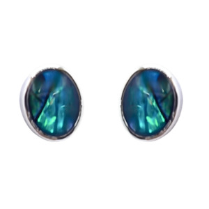 Earrings: Paua Bezel Medium Oval Stud Earrings