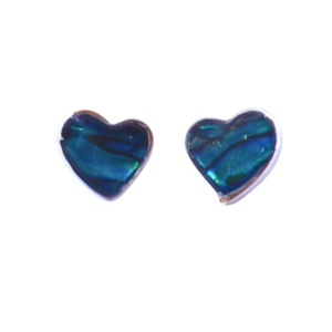 Earrings: Paua Bezel Heart Stud Earrings