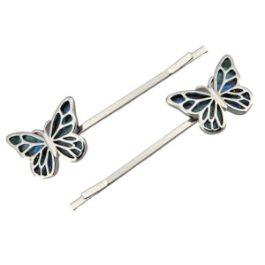 Hair Accessories: Paua Monarch Butterfly Hair Pins