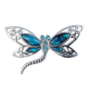 Brooches: Paua Diamante Filigree Dragonfly Brooch