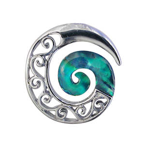 Paua Decorative Koru Brooch
