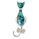 Paua Cat Bow Tie Diamante Tail Brooch