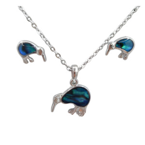 Paua Small Classic Kiwi Necklace Earring Set