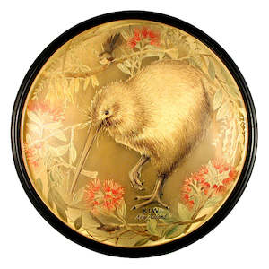 Giftware: Decorative Round Kiwi & Flora Gold Foil Plate