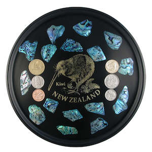 Bar Tray Gold Foil Kiwi Paua Pieces With REAL Coins x6