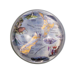 Paper Weight Silver Foil New Zealand Map