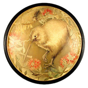 Coaster Resin Gold Foil Kiwi Bird & Flora